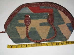 "Bolso de mano tejido de tela con una asa 10"" X 8"" forro de tela cierre de cremallera" - Imagen 1 de 2