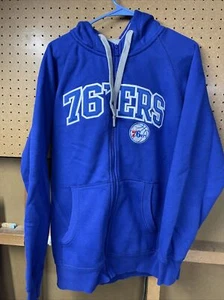 Philadelphia 76ers Sixers NBA Full Zip Fleece Jackets Blue Size Adult M - Picture 1 of 5