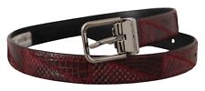 Dolce&Gabbana Women Red Waist Belt Leather Python Skin Casual Strap Sz 75 cm 30″