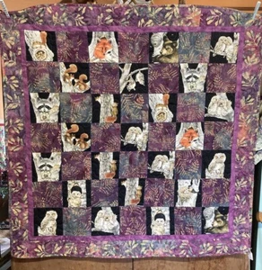 NEW Handmade Crib/Baby Quilt Forest Animals Theme Batik Cotton Flannel 42”x42” - Picture 1 of 15