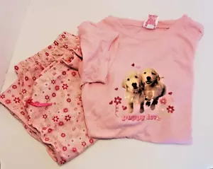 Mädchen XL (18) Pyjama PJ 2-teiliges Set ""Welpe Liebe"" Neu mit Etikett Valentinstag rosa und Blumen - Bild 1 von 14