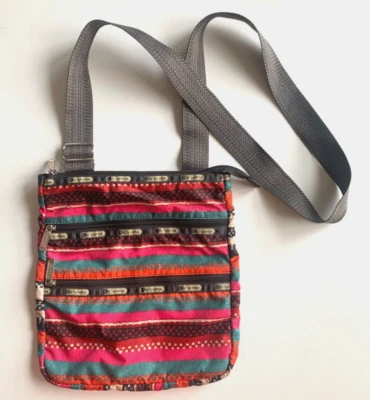 LESPORTSAC Shoulder Bag Triple Zip CROSSBODY Adjustable Strap 12"x11" Aztec - Image 1 of 4