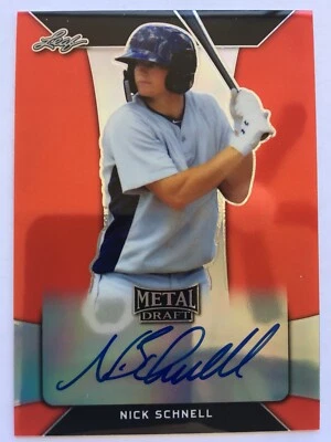 2018 Leaf Metal Draft Red Refractor Autograph Nick Schnell RC Auto /5 RAYS - Image 1 of 2