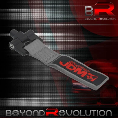 M12x1.75 JDM Sport Track Plateado Nylon Delantero Trasero Correa de Remolque Cinturón Gancho de Recuperación Foto 1 de 3