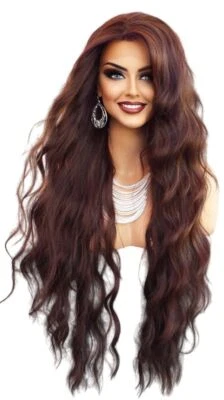 PERUCA FRONTAL DE RENDA ONDULADA LONGA ONDULADA LINDA COR T1B.30 NOVA/ETIQUETAS VENDEDOR EUA 414 - Imagem 1 de 4