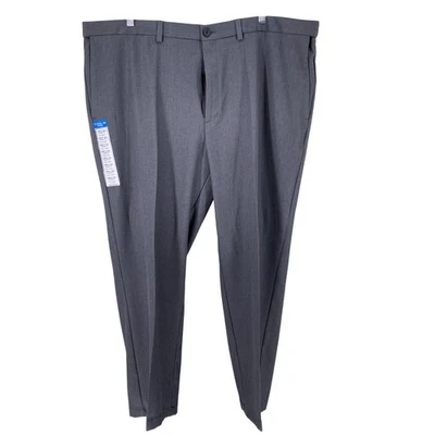 NEW Haggar Cool 18 Pro Mens Classic Fit Flat Front Dress Pants Size 44x30 Gray - Image 1 of 4