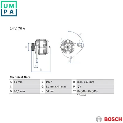 ALTERNATOR 0 986 080 490 FOR FIAT SEICENTO/600 PALIO DOBLO/MONOCAB/Box/MPV 1.1L - Image 1 of 4