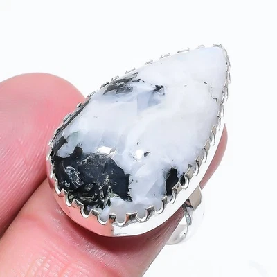 Rainbow Moonstone Gemstone 925 Sterling Silver Gift Jewelry Ring Size 8.5 k113 - Image 1 of 2