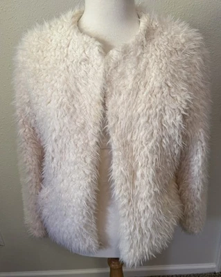 Chaqueta reversible KENSIE Off White XL polar peluda/piel sintética frente abierto Lg SLV Foto 1 de 4