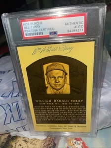 Bill Terry Giants Signed Hall of Fame Plaque Postcard Beckett PSA/DNA Certified - Picture 1 of 3
