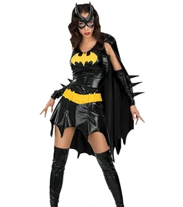 Batgirl Adult Costume Halloween Dress, Cape, Mask, Glovelets, Boot tops Small - Picture 1 of 4