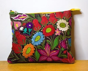 Colorido Bolso de Mano Capricho Diseño Floral Bordado 2 Bolsillos Cremallera - Imagen 1 de 6