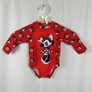 Disney Baby Long Sleeve Swimsuit Infant Girl 9 -12 Months Red Minnie Mouse - Picture 1 of 7