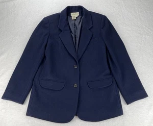 Vtg Eddie Bauer 100% Wool Blazer Womens M Navy Blue Academia Preppy EUC - Picture 1 of 12