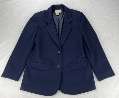 Eddie Bauer 100% Wool Blazer Womens M Navy Blue Academia Preppy EUC - Image 1 of 4