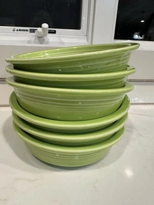 (6) FIESTAWARE HLC CHARTREUSE GREEN 7" CEREAL BOWLS USA - Picture 1 of 2