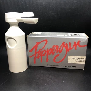 Unicorn Salt Peppergun Vintage White USA Rare MCM Grinder with Box - Picture 1 of 13
