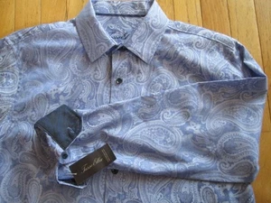 Tasso Elba Blue Paisley Dress Shirt Medium New w Tag Neck 15-15.5 Chest 46" - Picture 1 of 7