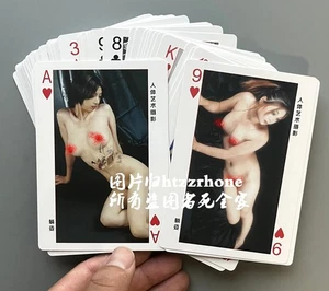 Fotografía grande niña arte fotográfico imagen corporal jugar cartas póker baraja coleccionar 3 - Imagen 1 de 3