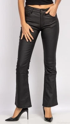 ZAC & ZOE Leder Imitat Hose Schwarz Bootcut-Style - MUSTHAVE - Eyecatcher - NEU - Bild 1 von 4