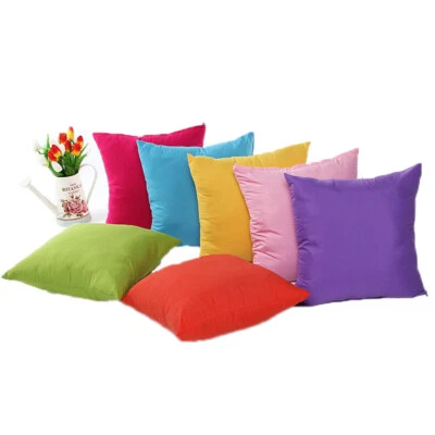 [EF] Solid Plain Dyed Cushion Cover Pillow Case 18"x18" Sizes Multicolor - Image 1 of 4