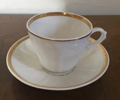 19th c. Empire Old Paris Porcelain Tea Cup & Saucer French Gilt Gold & White - Image 1 of 4