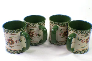 Temp-Tations Coffee Cup Mug OLD WORLD GREEN 4 1/4"- 16 OZ Set of 4 - Picture 1 of 7
