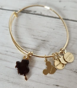 Disney Alex & Ani Mickey Mouse Ice Cream Bar Gold Tone Expandable Bracelet - Picture 1 of 4