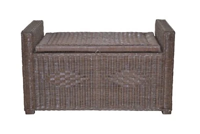 Sitztruhe braun Rattan Sitzbank Hocker Bank Truhe Wäschetruhe Sitzhocker modern - Bild 1 von 2