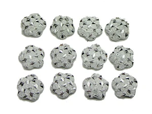 200 pcs Silver Flatback Acrylic Glitter Flower Rhinestone Cabochons 12mm - Picture 1 of 5