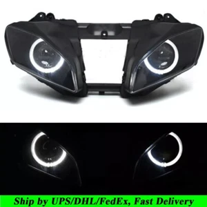 Front Headlight Assembly HID Projector White Angel Eye For Yamaha YZF R6 2008-15 - Picture 1 of 23