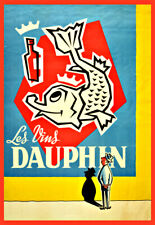 Dauphin French Wine Fish Alcohol France Cote du Rhone Bar Pub Poster Print