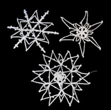 3 Vintage Starched Crochet Lace Snowflake Christmas Ornaments
