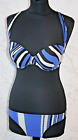 Gottex Bikini Top Uk14 L And Bottoms Uk10 S Multi Way Straps Zebra Blue Grey Black