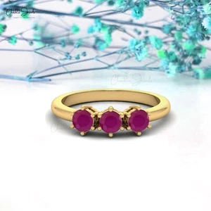 3/4 CTW Natural Ruby Gemstone Ring 14k Solid Gold Handmade Wedding Ring For Her - Picture 1 of 23