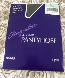 Sears Best Cling-alon Dress Sheers Regular Pantyhose Off Black Tall Reinforced - Picture 1 of 11
