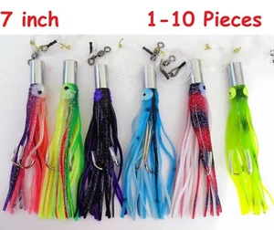 7" Flat Jet Head Rigged Trolling Saltwater Fishing Lures SELECT COLOR & PIECES - Picture 1 of 8