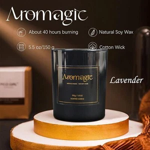 Lavender Scented Candle, Black Jar, 100% Soy Wax for Home Decor & Relaxation - Picture 1 of 6