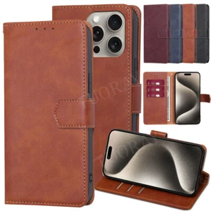 Funda de móvil para iPhone 16 15 14 13 Pro Max cuero plegable cartera imán - Imagen 1 de 69