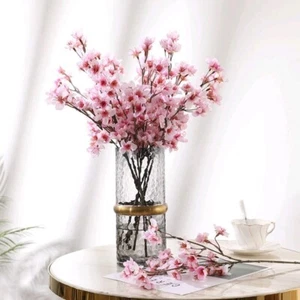 4PCS Artificial Flowers Branches Faux Silk Cherry Blossoms Stem Fake Floral - Picture 1 of 8