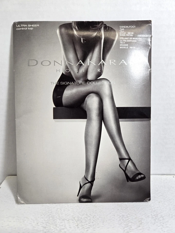 1 par de pantimedias Donna Karan ultra transparentes con control de teca medianas nuevas en paquete Foto 1 de 1