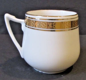 VINTAGE White Porcelain Restaurant Coffee Cup w/ Gold Border & Accents NUMBERED - Picture 1 of 7