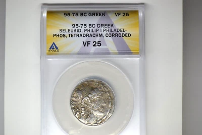 Ancient Greece- Philip I (95-75 BC). AR Tetradrachm- ANACS VF-25. Corroded. - Image 1 of 4