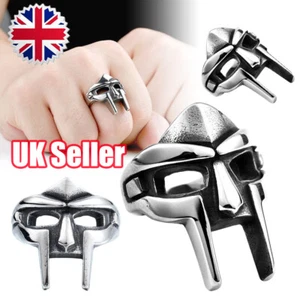Size 7-14 MF DOOM Mask Gladiator Style Stainless Steel Ring Silver Stainless CQ - Picture 1 of 15