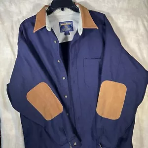 Vintage Woolrich Herren XL Workwear Hemd / Mantel. Kragen & Patches aus Wolle & Wildleder! - Bild 1 von 9