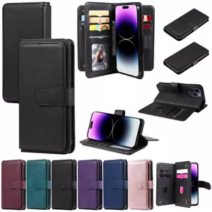 10 Card Magnetic Leather Stand Wallet Case For iPhone 16 Pro Max 15 14 13 12 X 7 - Picture 1 of 65