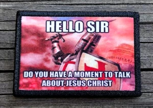 Crusader Morale Patch Hook & Loop Funny Religious Army Christian Jesus 2A - Picture 1 of 2