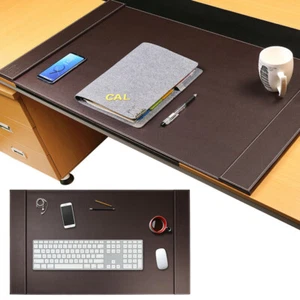 34" X 20" Premium Leather Edge Desk Pad Office Brown Computer Mouse Large Mat - Picture 1 of 7