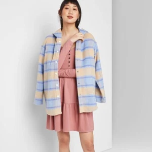 Womens Long Sleeve Round Neck Tiered Babydoll Mini Dress Wild Fable Coral S Pink - Picture 1 of 1