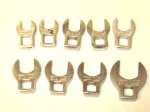 Nine (9) pc. 3/8"-dr, Metric Crowfoot Wrench Set, 10mm-17mm + 19mm, by Truecraft - Picture 1 of 1